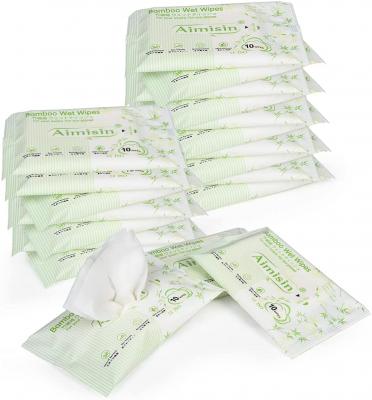 ผ้าเช็ดทำความสะอาดเปียกสำหรับเด็กจากไม้ไผ่ออร์แกนิก 100% ที่ย่อยสลายได้ทางชีวภาพสำหรับผิวบอบบาง
